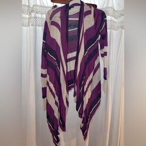 Lane Bryant Purple and Cream Striped Cardigan